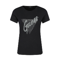 Tee-shirt noir strasse print femme Guess - W92i53